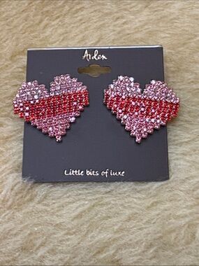 Arden Pink & Red Crystal Heart Stud Earrings